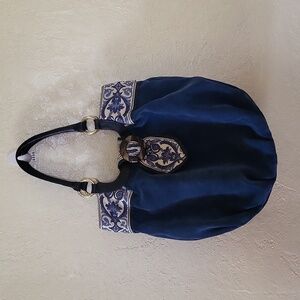Hadley Pollet Anthropologie Embroidered Detail Suede leather Shoulder Bag